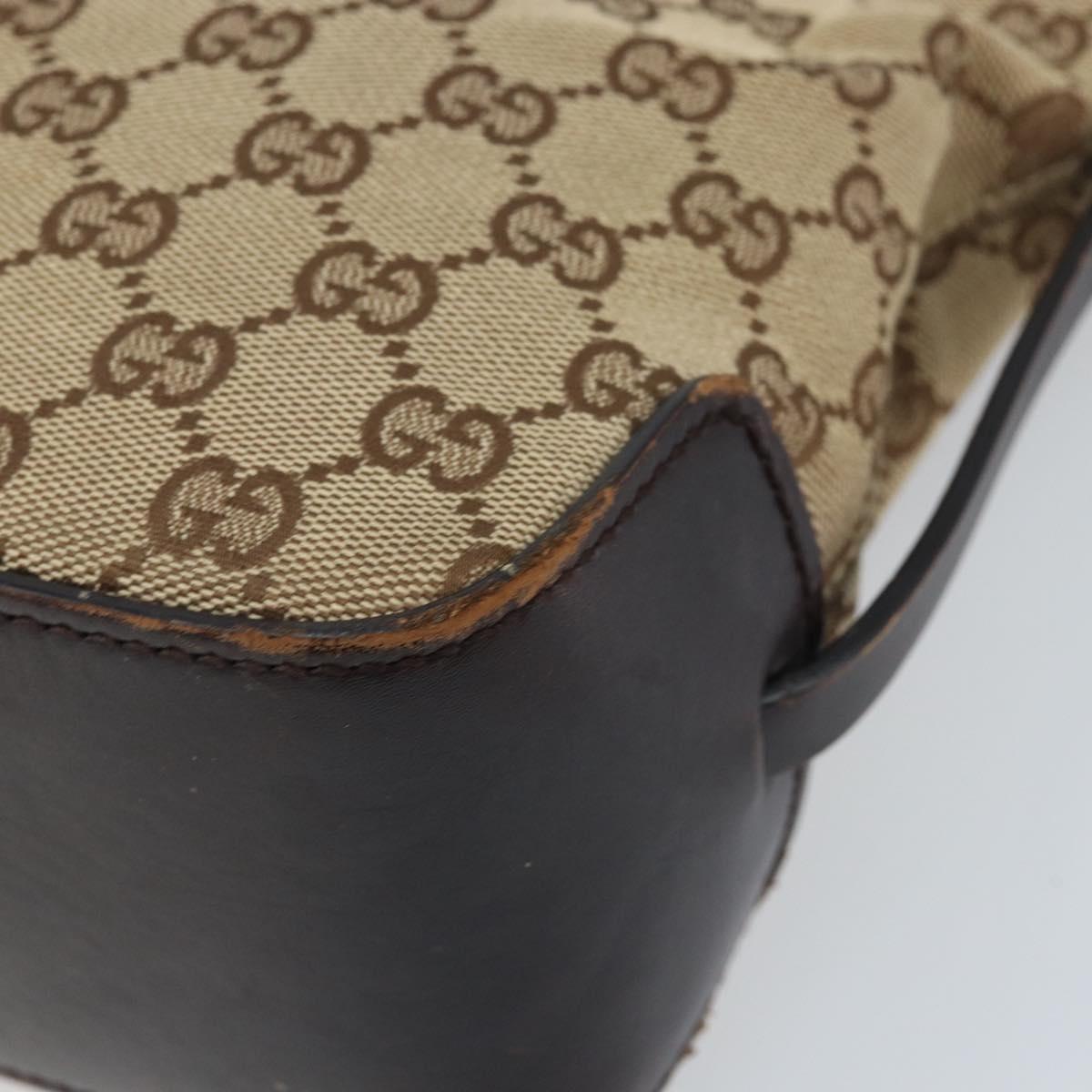 GUCCI GG Canvas Hand Bag Beige Gold 107757 Auth LNZ827