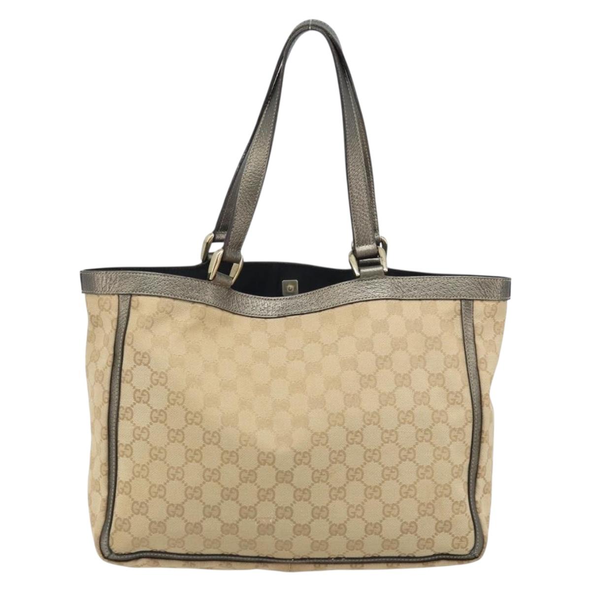 GUCCI GG Canvas Tote Bag Black Gold 146247 Auth LNZ828A
