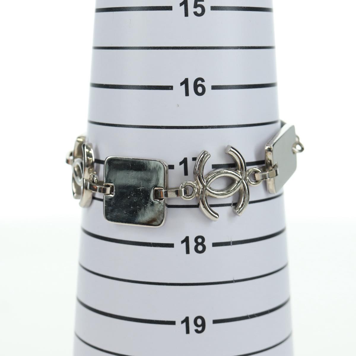 CHANEL COCO Mark Bracelet metal Silver CC Auth LNZ837V