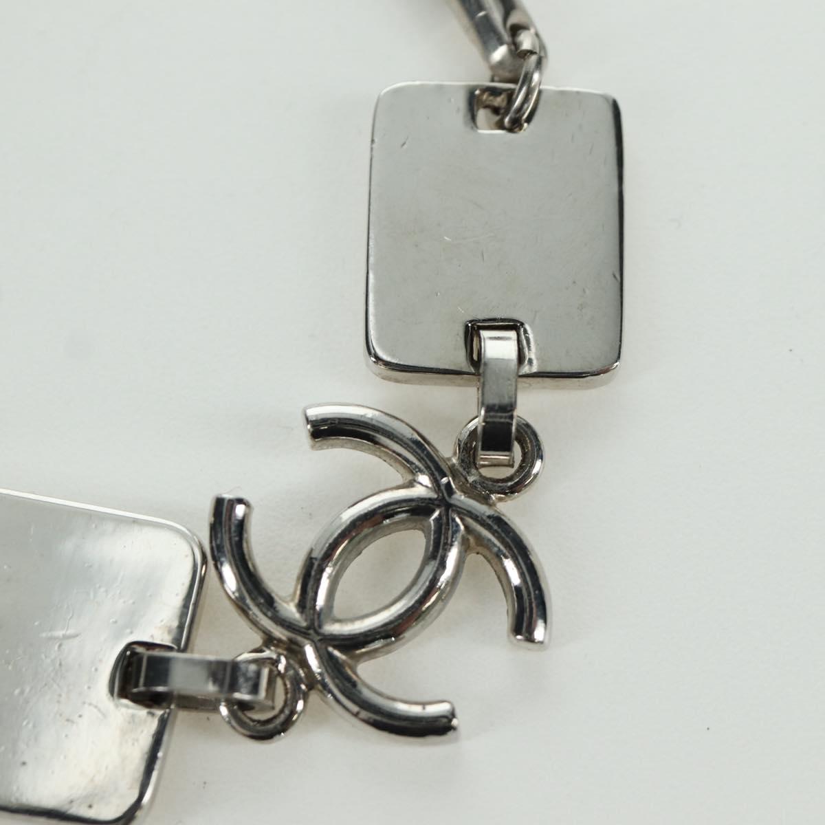 CHANEL COCO Mark Bracelet metal Silver CC Auth LNZ837V