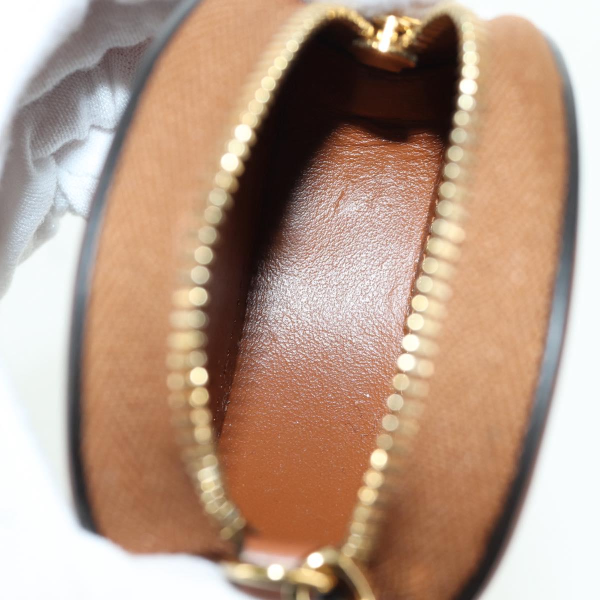 CELINE Triomphe Coin Purse Leather Brown Gold Auth LNZ851M