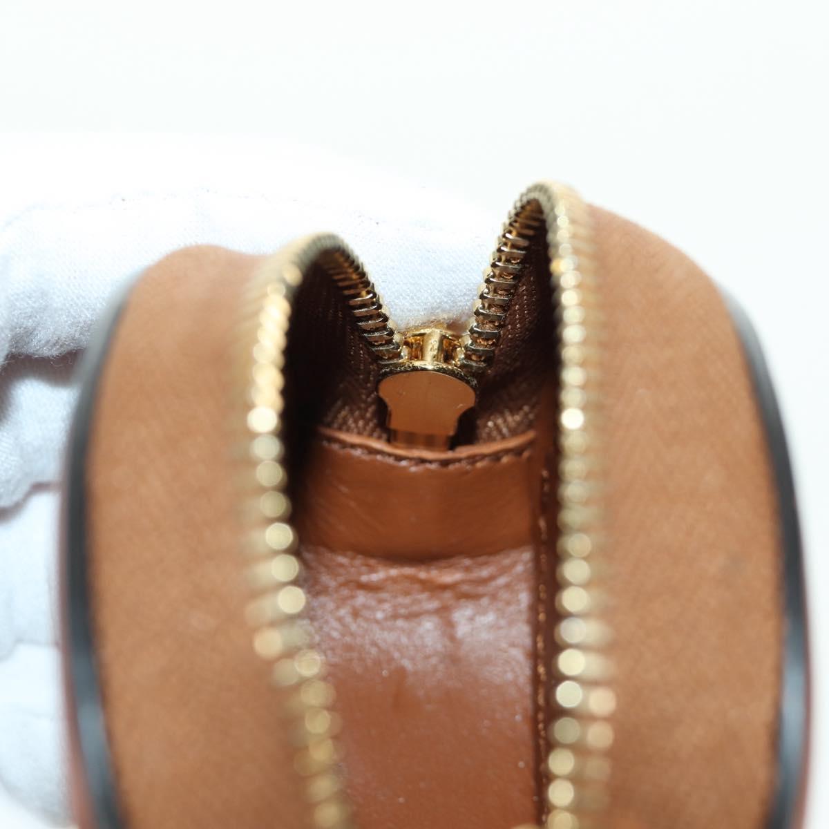 CELINE Triomphe Coin Purse Leather Brown Gold Auth LNZ851M