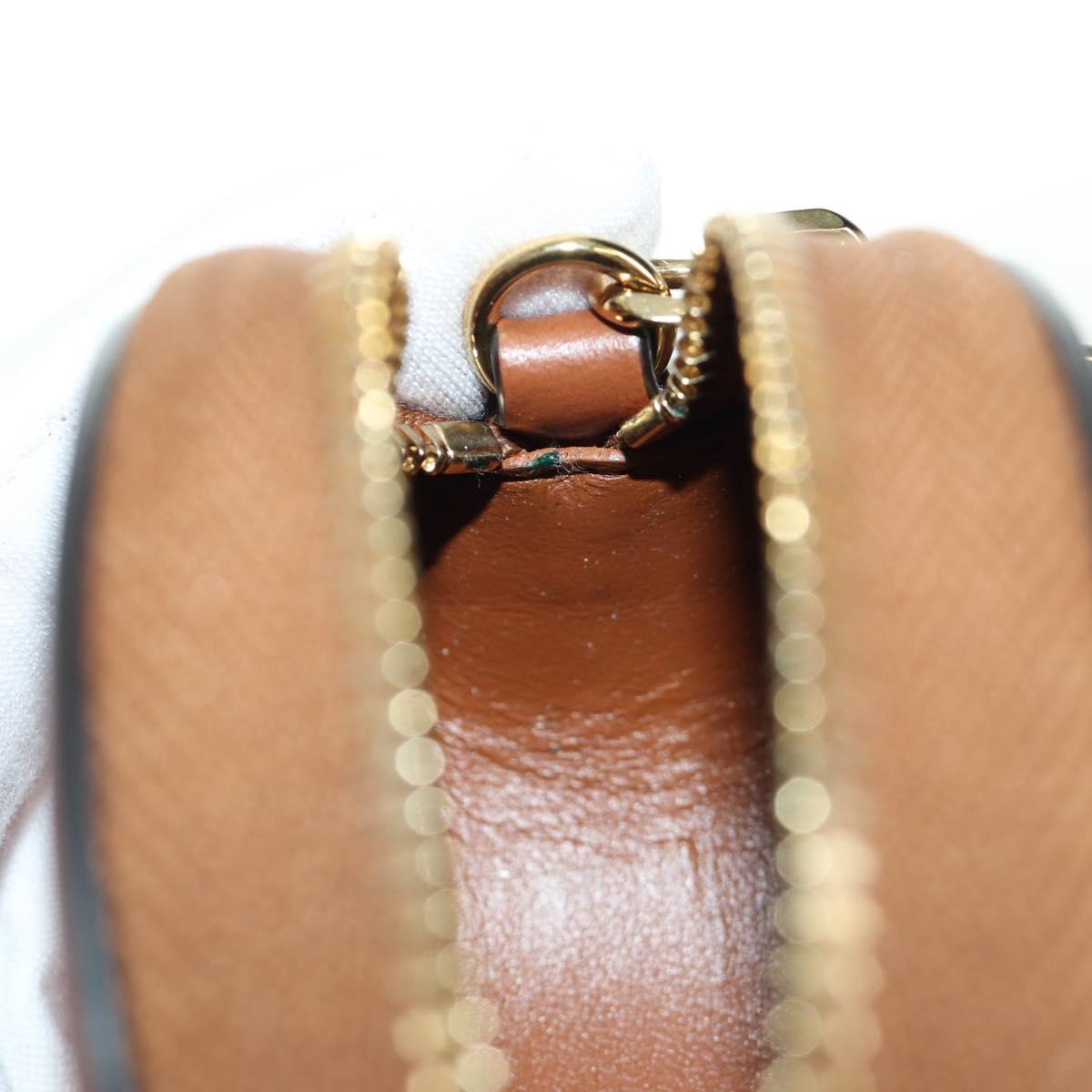 CELINE Triomphe Coin Purse Leather Brown Gold Auth LNZ851M