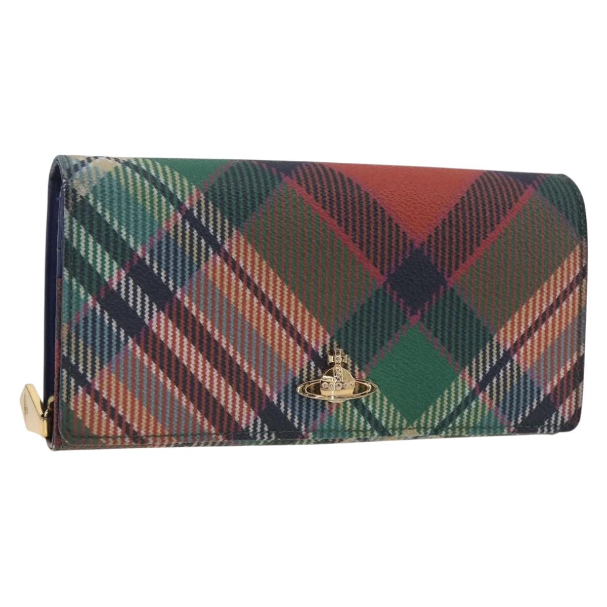 Vivienne Westwood Long Wallet PVC Multicolor Gold Auth LNZ856