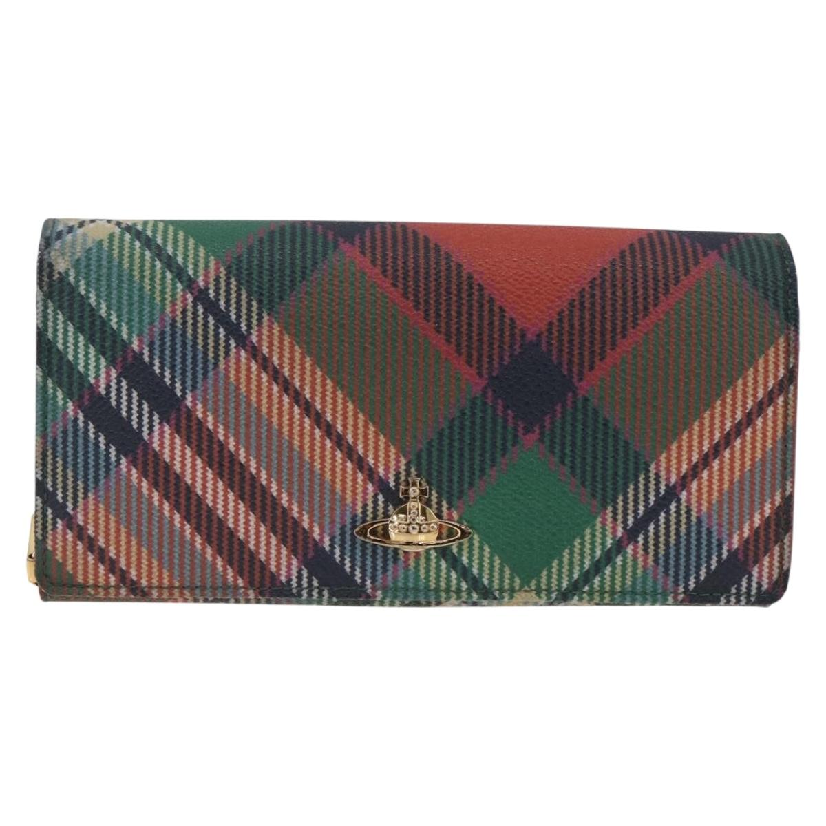 Vivienne Westwood Long Wallet PVC Multicolor Gold Auth LNZ856