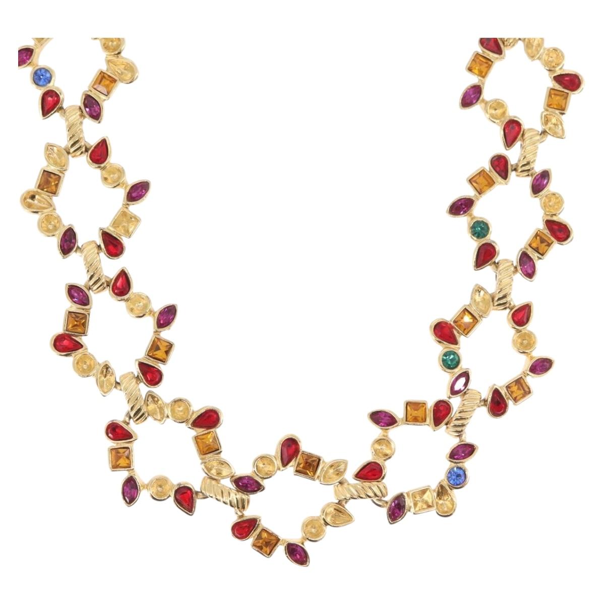 SAINT LAURENT Necklace metal Gold Tone Auth LNZ864