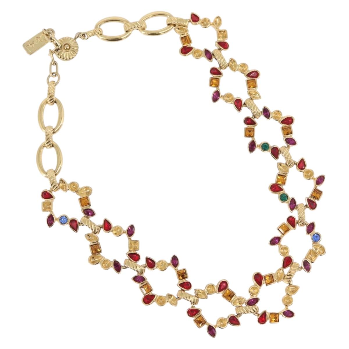 SAINT LAURENT Necklace metal Gold Tone Auth LNZ864