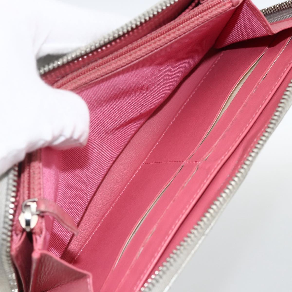 CHANEL Matelasse Long Wallet Lamb Skin Silver CC Auth LNZ865A