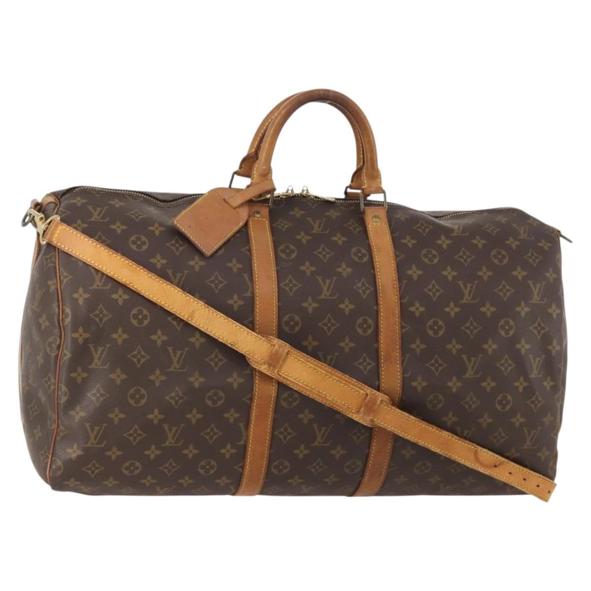LOUIS VUITTON Monogram Keepall Bandouliere 55 Boston Bag M41414 LV Auth LNZ866