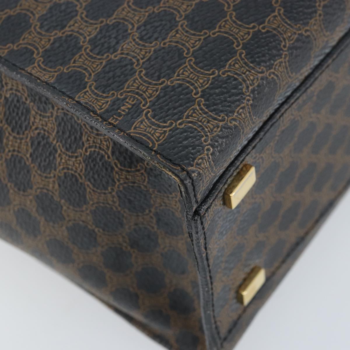 CELINE Macadam Canvas Hand Bag PVC Leather Black Gold Auth LNZ872A