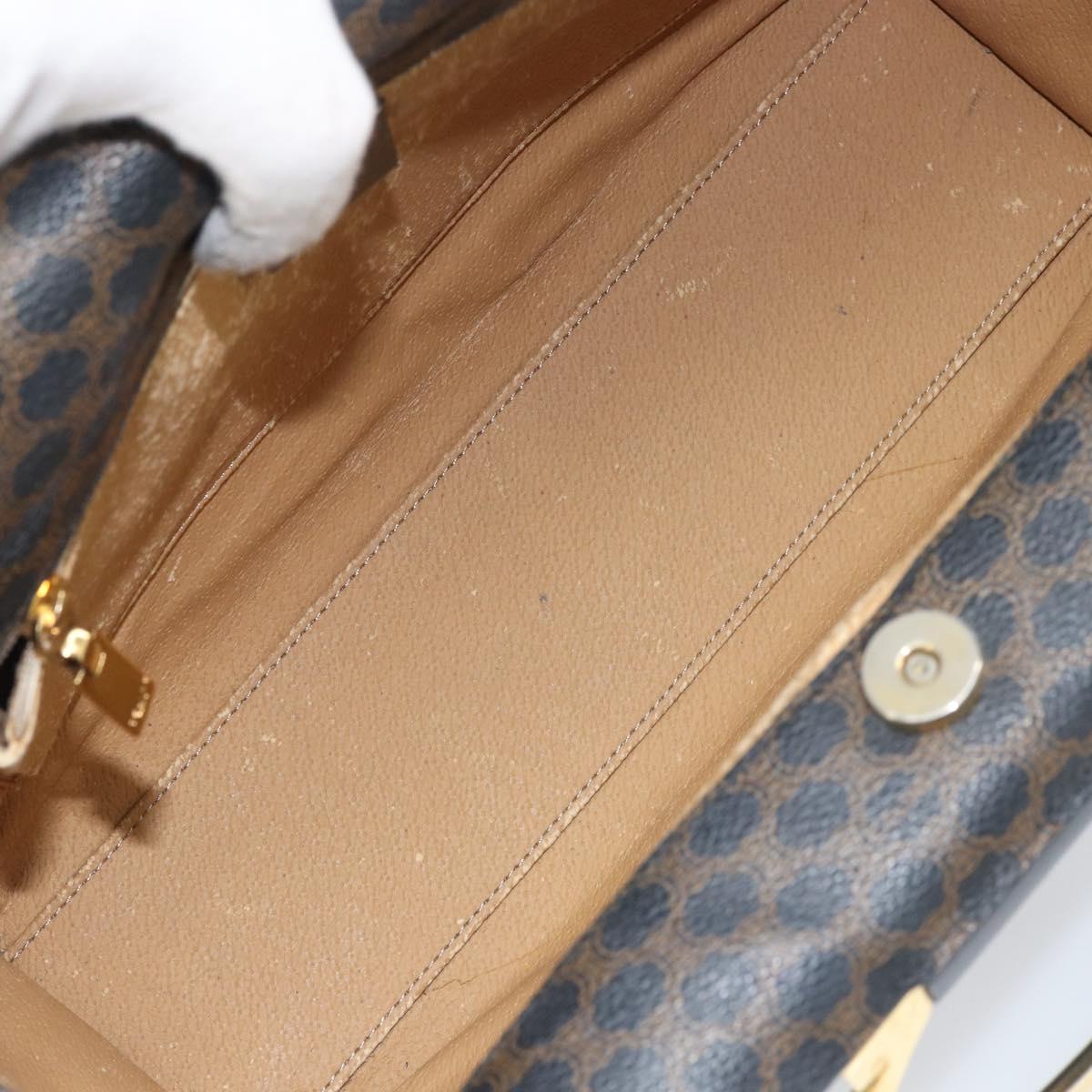 CELINE Macadam Canvas Hand Bag PVC Leather Black Gold Auth LNZ872A