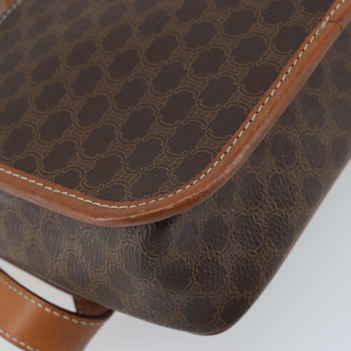 CELINE Macadam Canvas Shoulder Bag PVC Leather Brown Gold Auth LNZ873A
