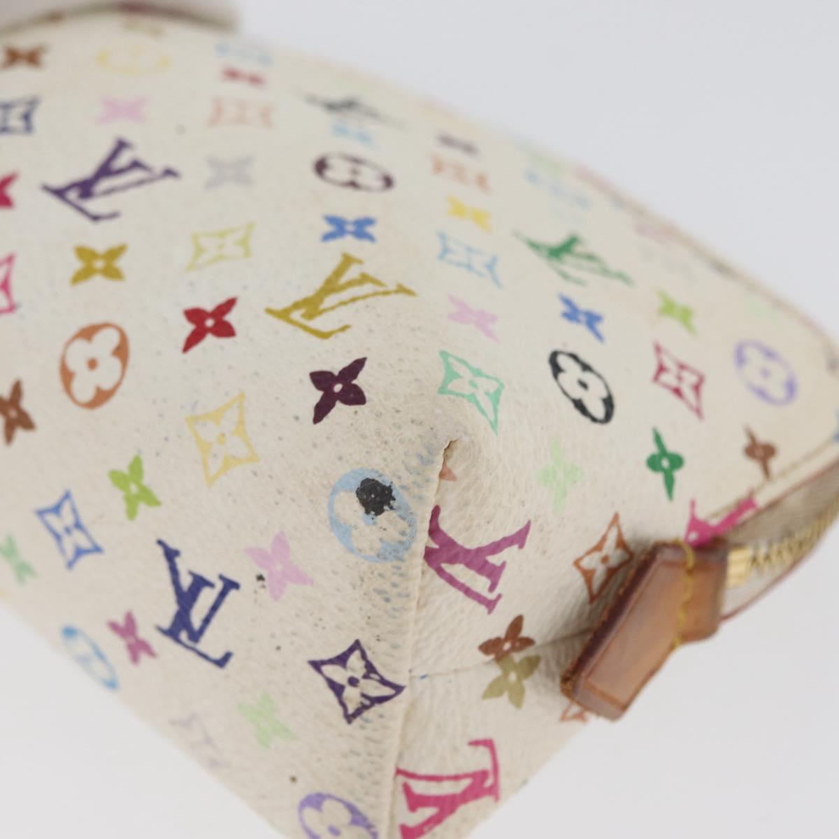 LOUIS VUITTON Multicolor Pochette Cosmetic PM Pouch White M47354 LV Auth LNZ961