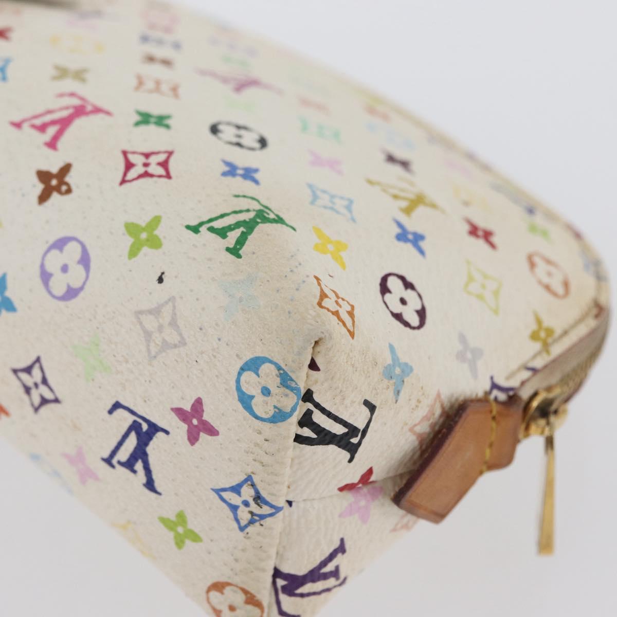 LOUIS VUITTON Multicolor Pochette Cosmetic PM Pouch White M47354 LV Auth LNZ961
