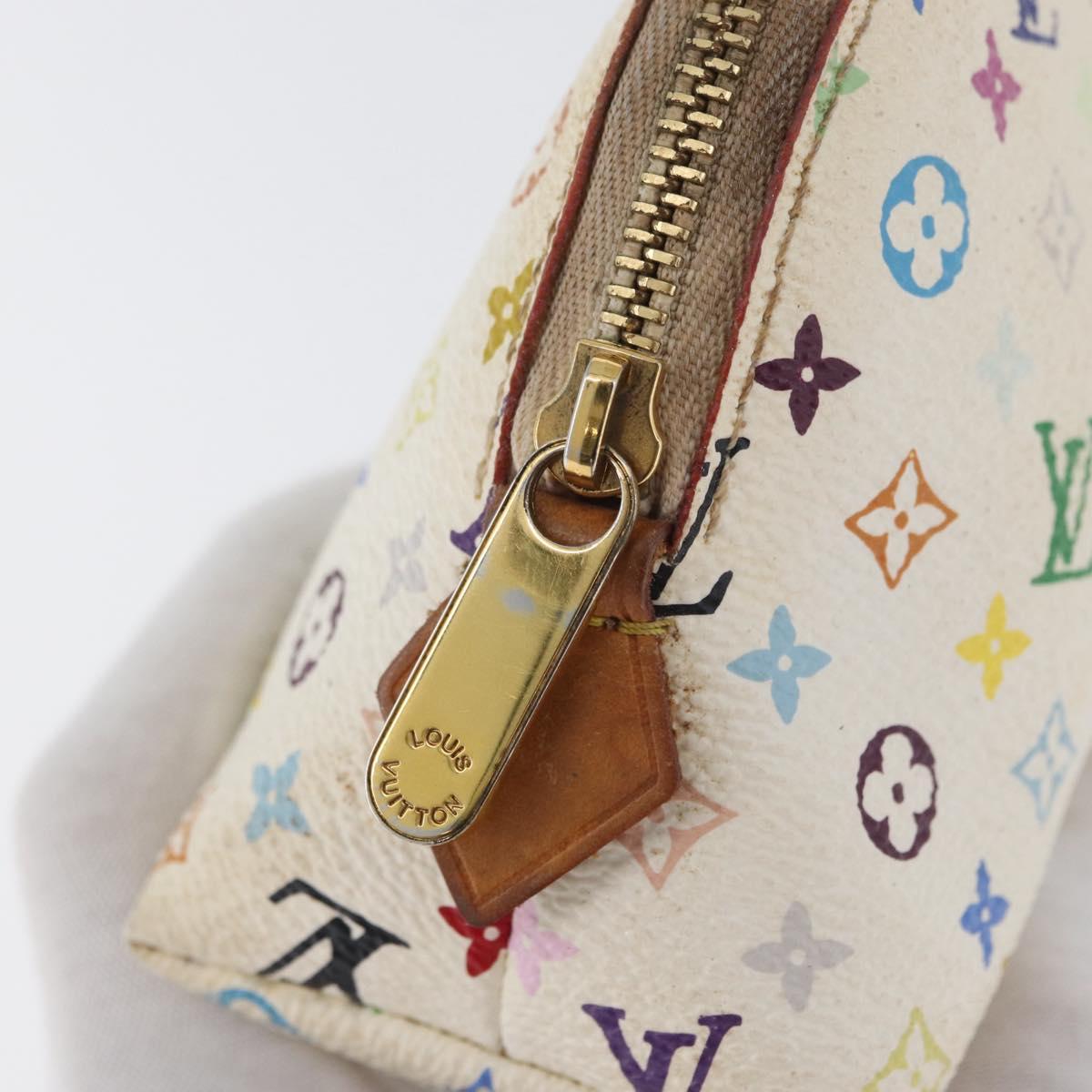 LOUIS VUITTON Multicolor Pochette Cosmetic PM Pouch White M47354 LV Auth LNZ961