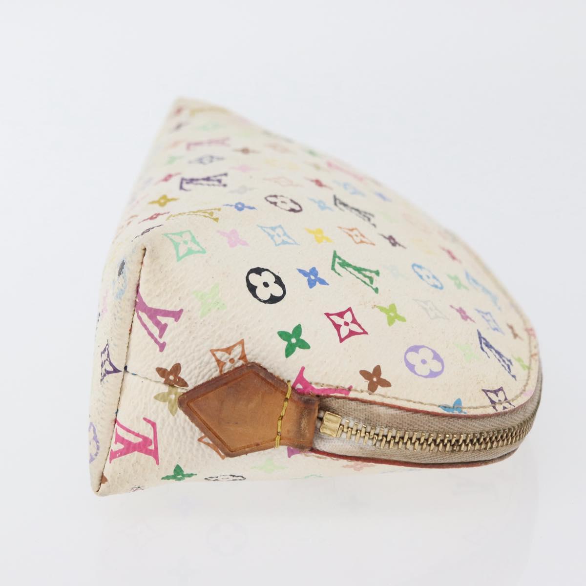 LOUIS VUITTON Multicolor Pochette Cosmetic PM Pouch White M47354 LV Auth LNZ961
