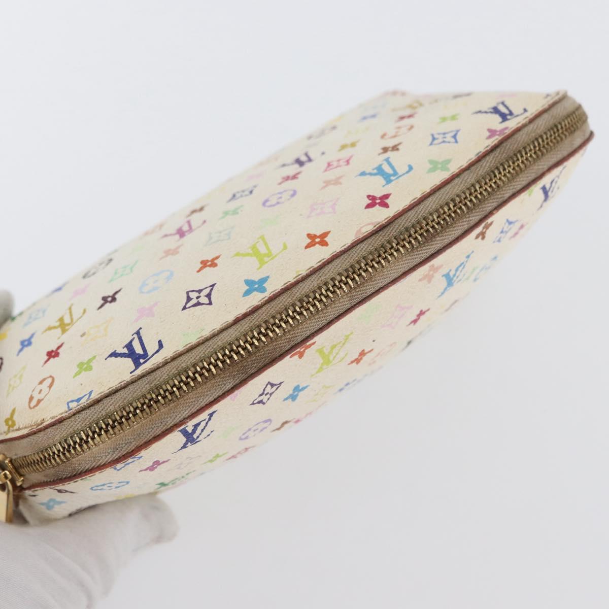LOUIS VUITTON Multicolor Pochette Cosmetic PM Pouch White M47354 LV Auth LNZ961