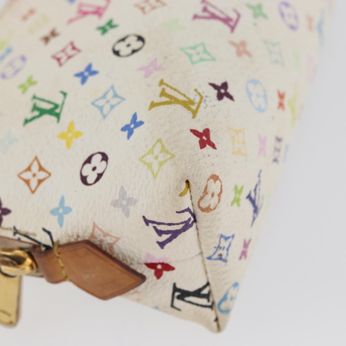 LOUIS VUITTON Multicolor Pochette Cosmetic PM Pouch White M47354 LV Auth LNZ961