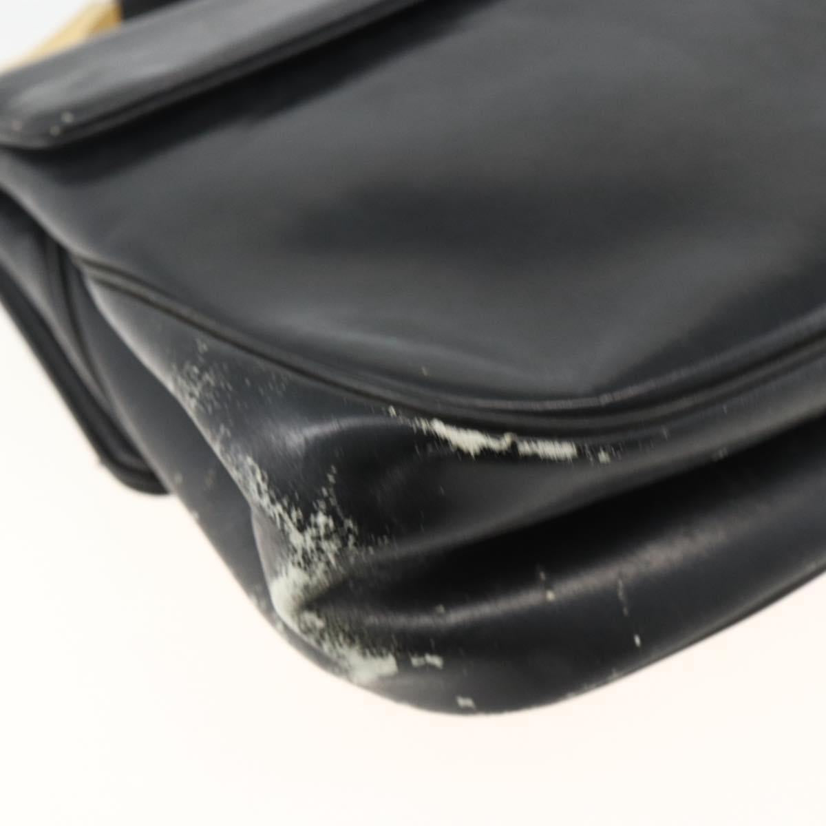 Christian Dior Trotter Canvas Hand Bag Leather Black Gold Auth LNZ970