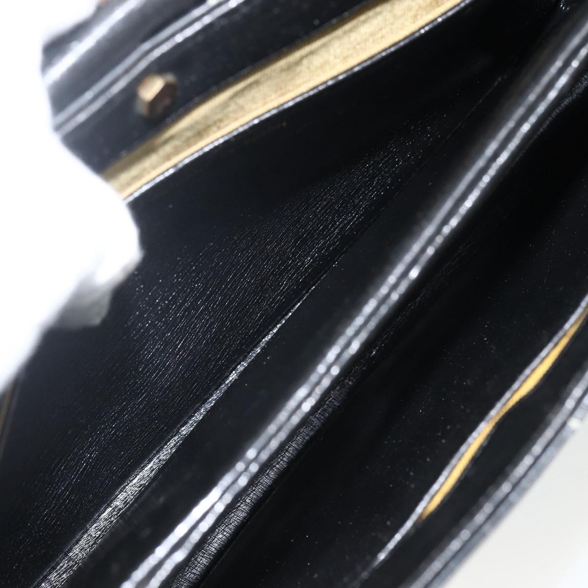 Christian Dior Trotter Canvas Hand Bag Leather Black Gold Auth LNZ970