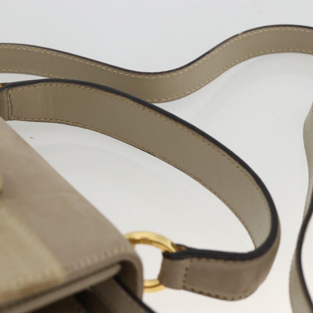Salvatore Ferragamo Vala Hand Bag Suede 2way Beige Gold Auth LNZ972