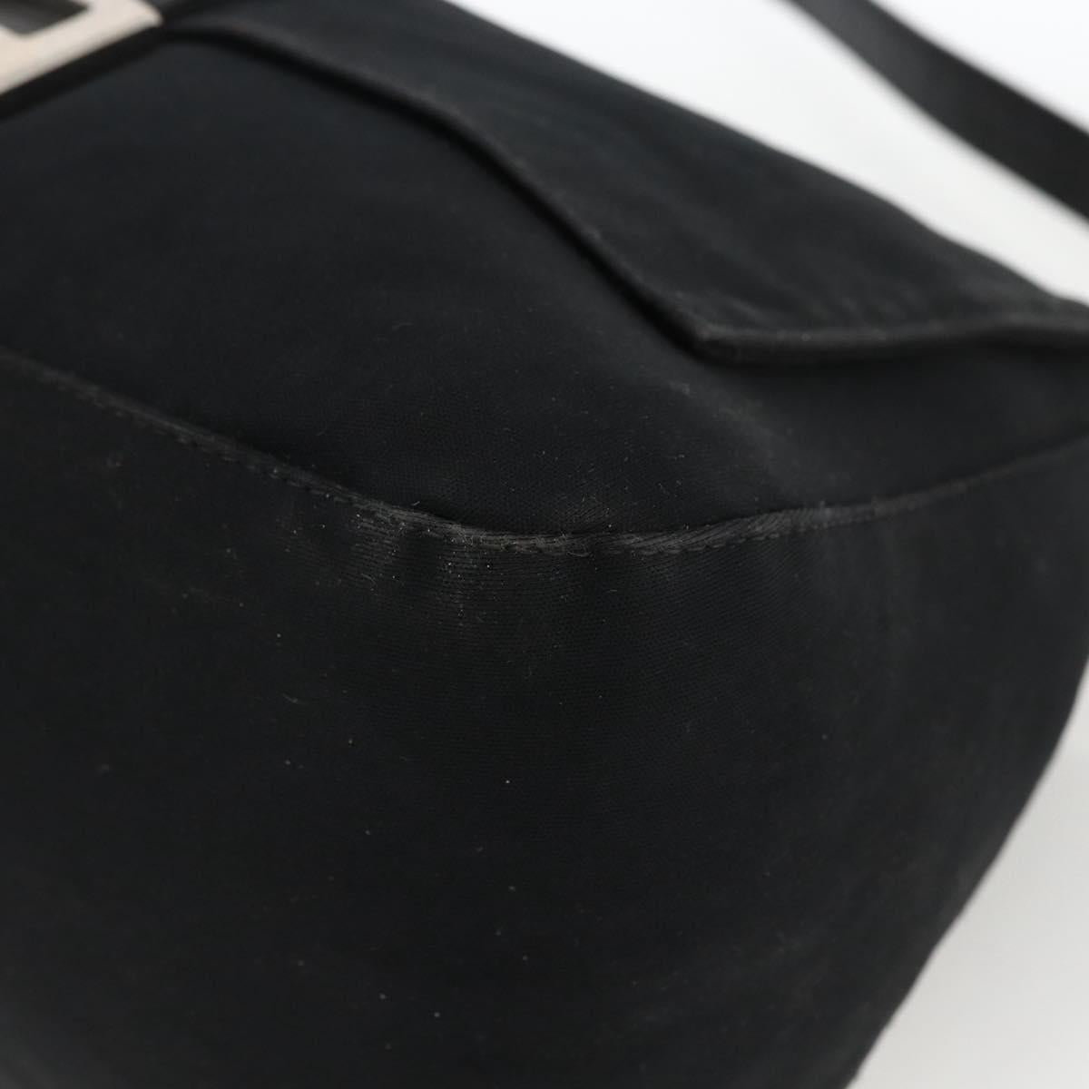 FENDI Mamma Baguette Shoulder Bag Nylon Black Silver Auth LNZ973