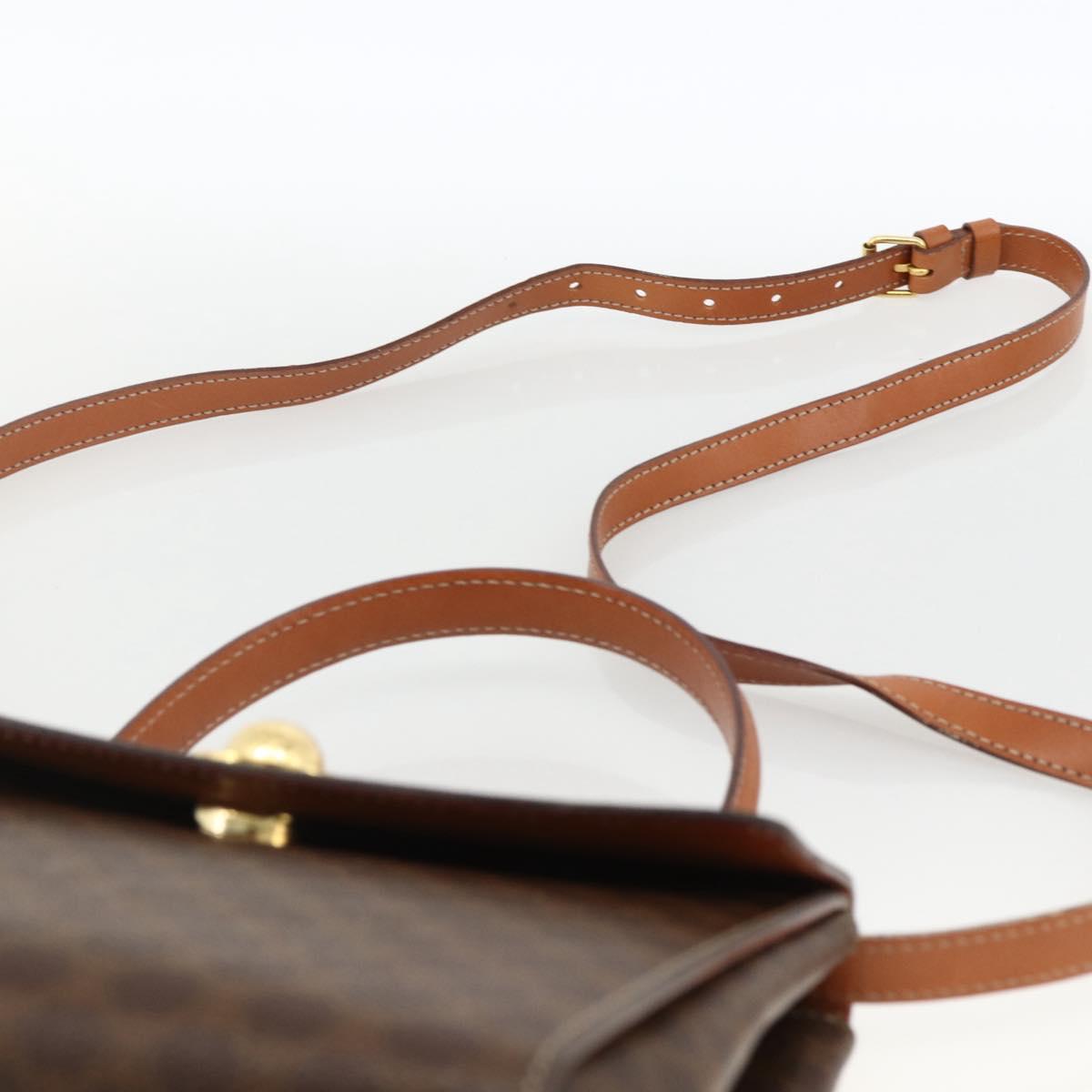CELINE Macadam Canvas Star Ball Hand Bag PVC Leather 2way Brown Gold Auth LNZ974