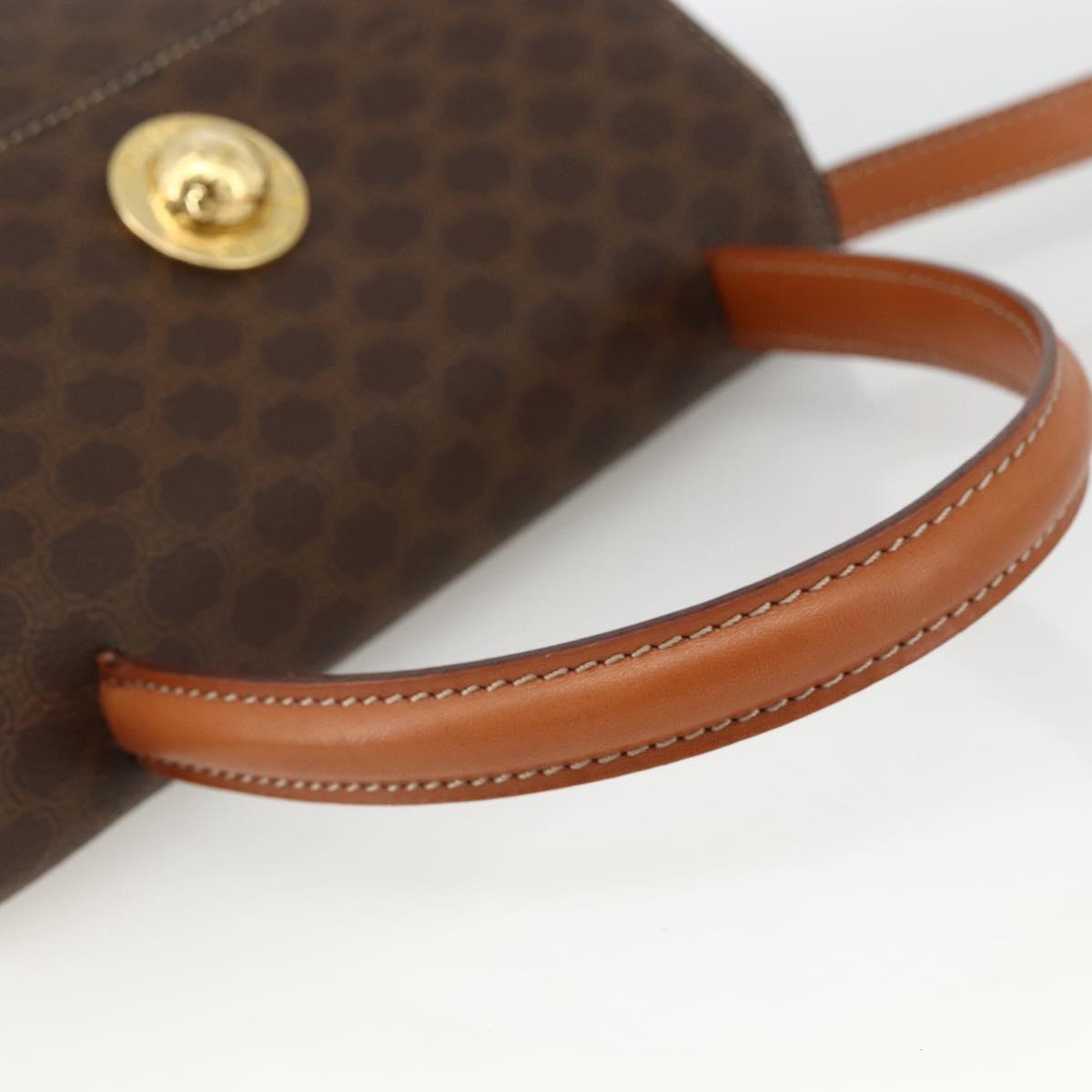 CELINE Macadam Canvas Star Ball Hand Bag PVC Leather 2way Brown Gold Auth LNZ974