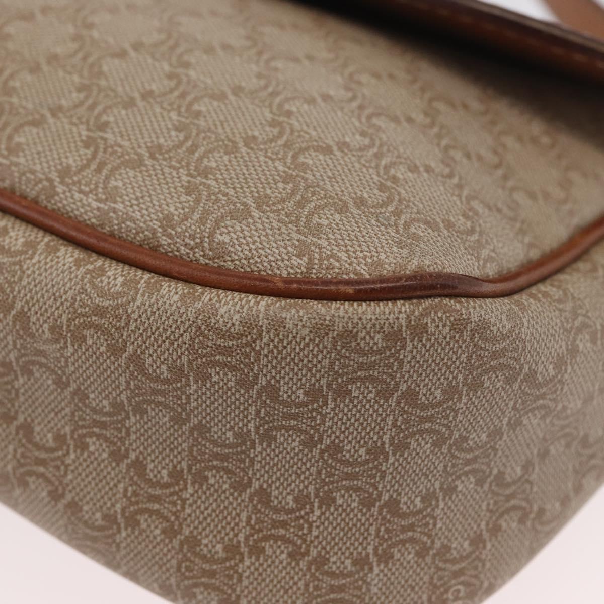 CELINE Macadam Canvas Shoulder Bag PVC Beige Gold Auth LNZ975