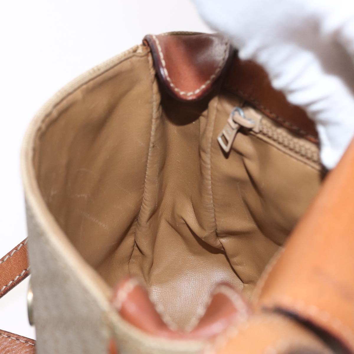 CELINE Macadam Canvas Shoulder Bag PVC Beige Gold Auth LNZ975