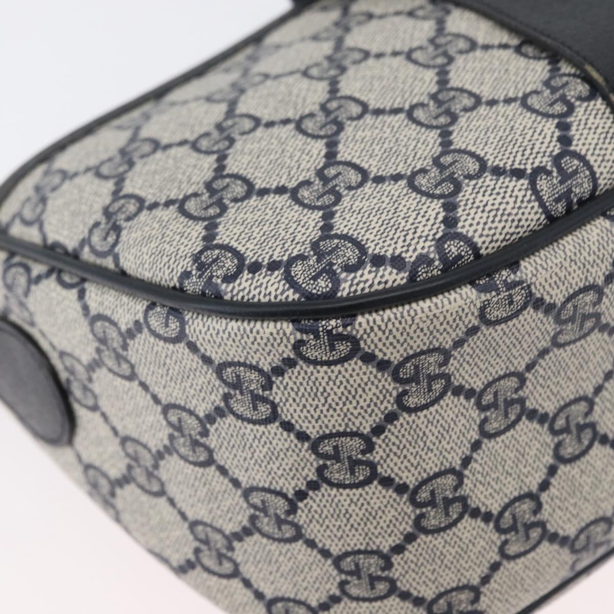 GUCCI GG Supreme Sherry Line Shoulder Bag PVC Navy Gold 89 02 032 Auth LNZ978