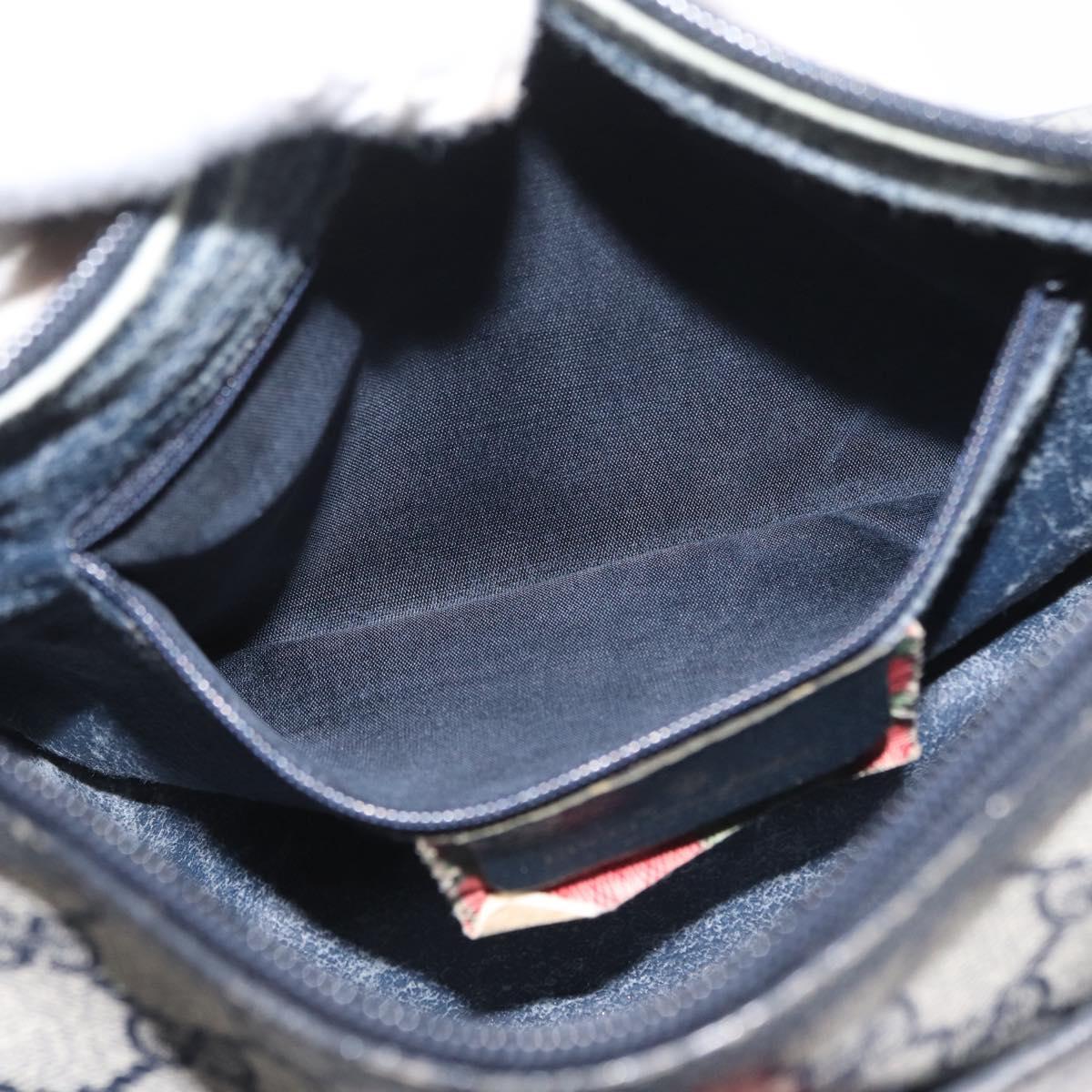 GUCCI GG Supreme Sherry Line Shoulder Bag PVC Navy Gold 89 02 032 Auth LNZ978