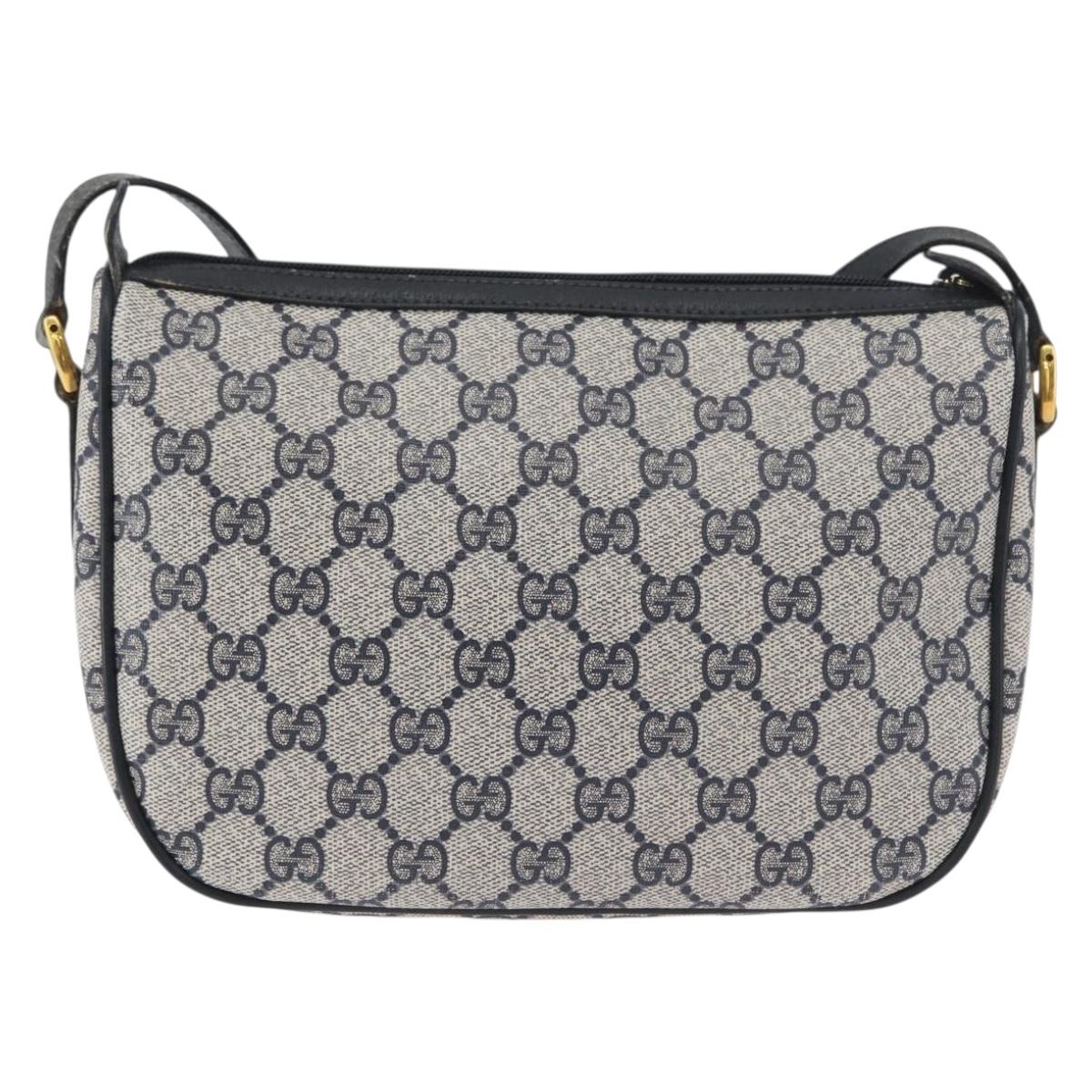 GUCCI GG Supreme Sherry Line Shoulder Bag PVC Navy Gold 89 02 032 Auth LNZ978