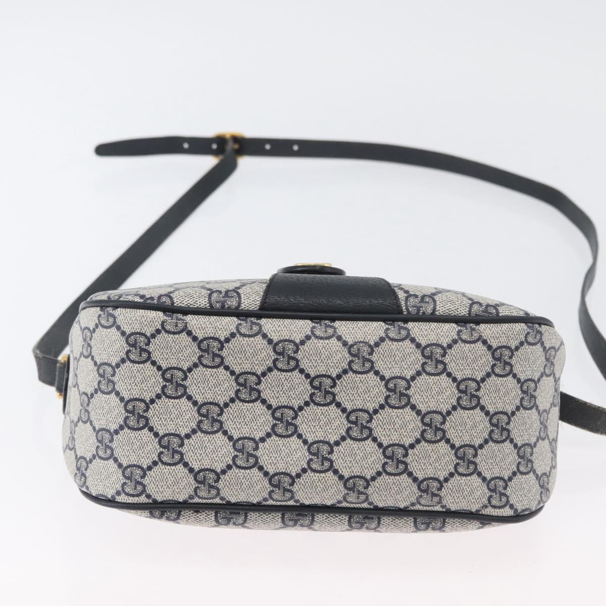 GUCCI GG Supreme Sherry Line Shoulder Bag PVC Navy Gold 89 02 032 Auth LNZ978