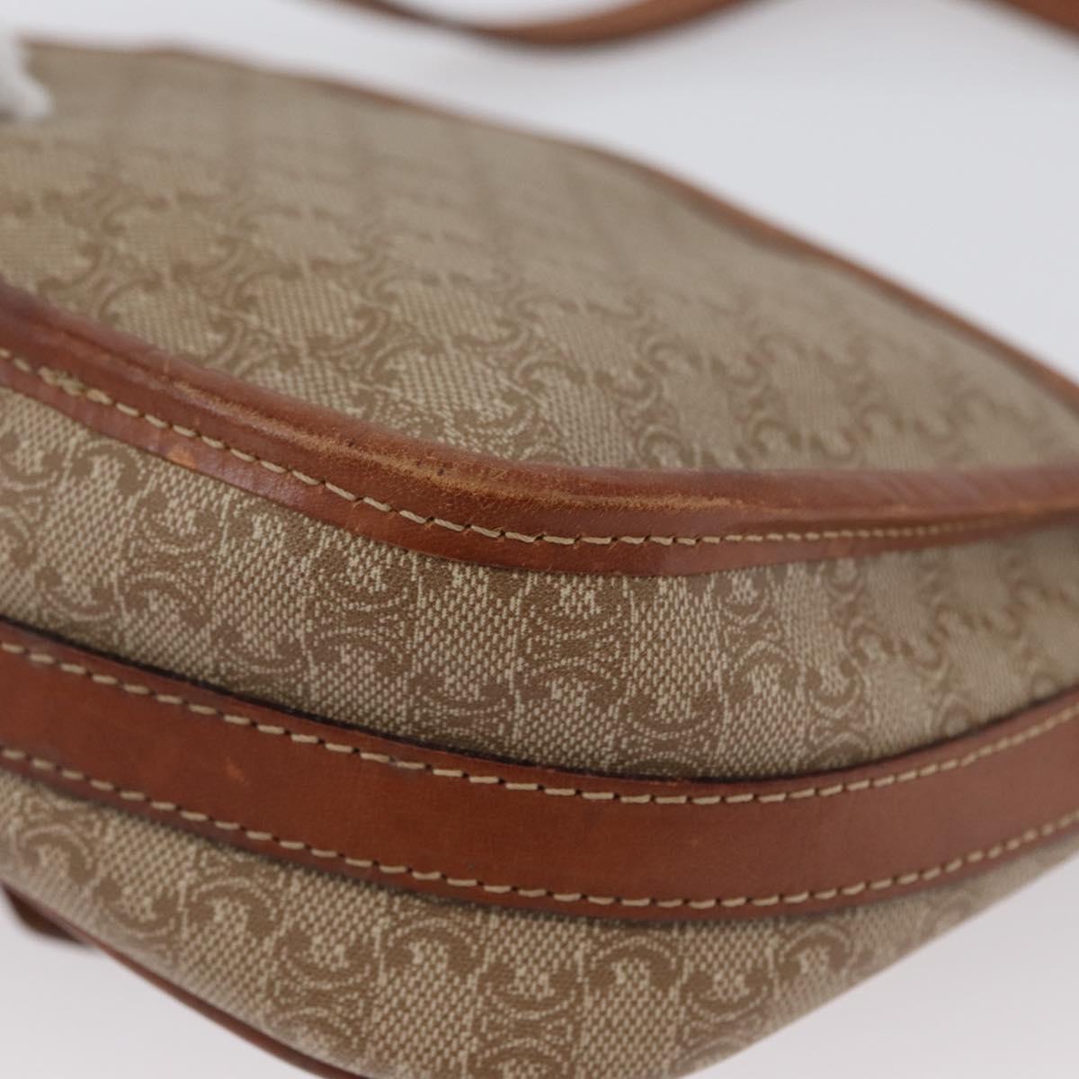 CELINE Macadam Canvas Shoulder Bag PVC Beige Gold Auth LNZ981