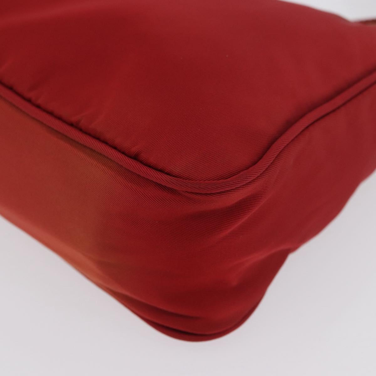 PRADA Hand Bag Nylon Red Silver Auth LNZ983