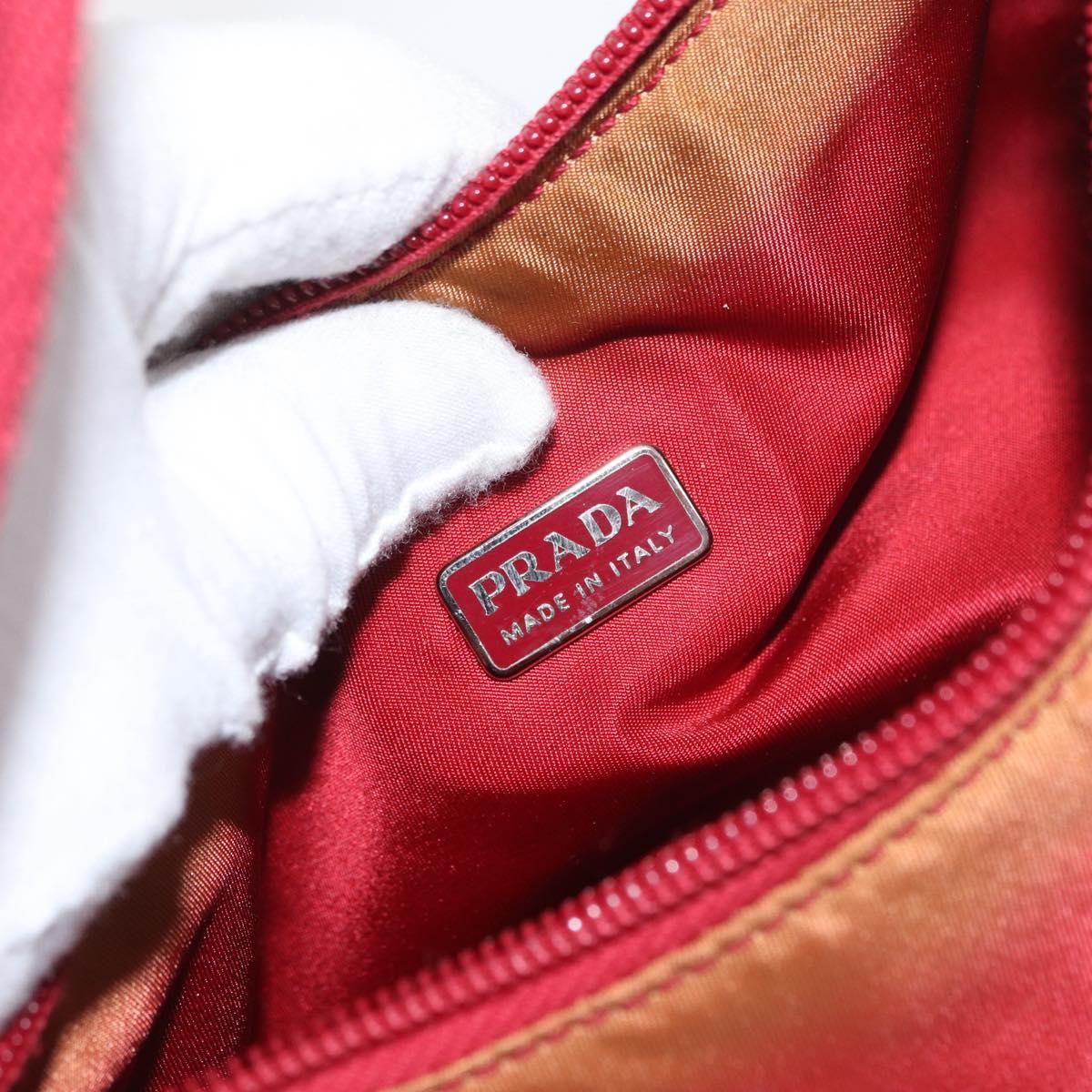 PRADA Hand Bag Nylon Red Silver Auth LNZ983
