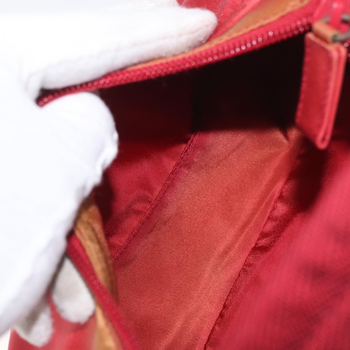 PRADA Hand Bag Nylon Red Silver Auth LNZ983