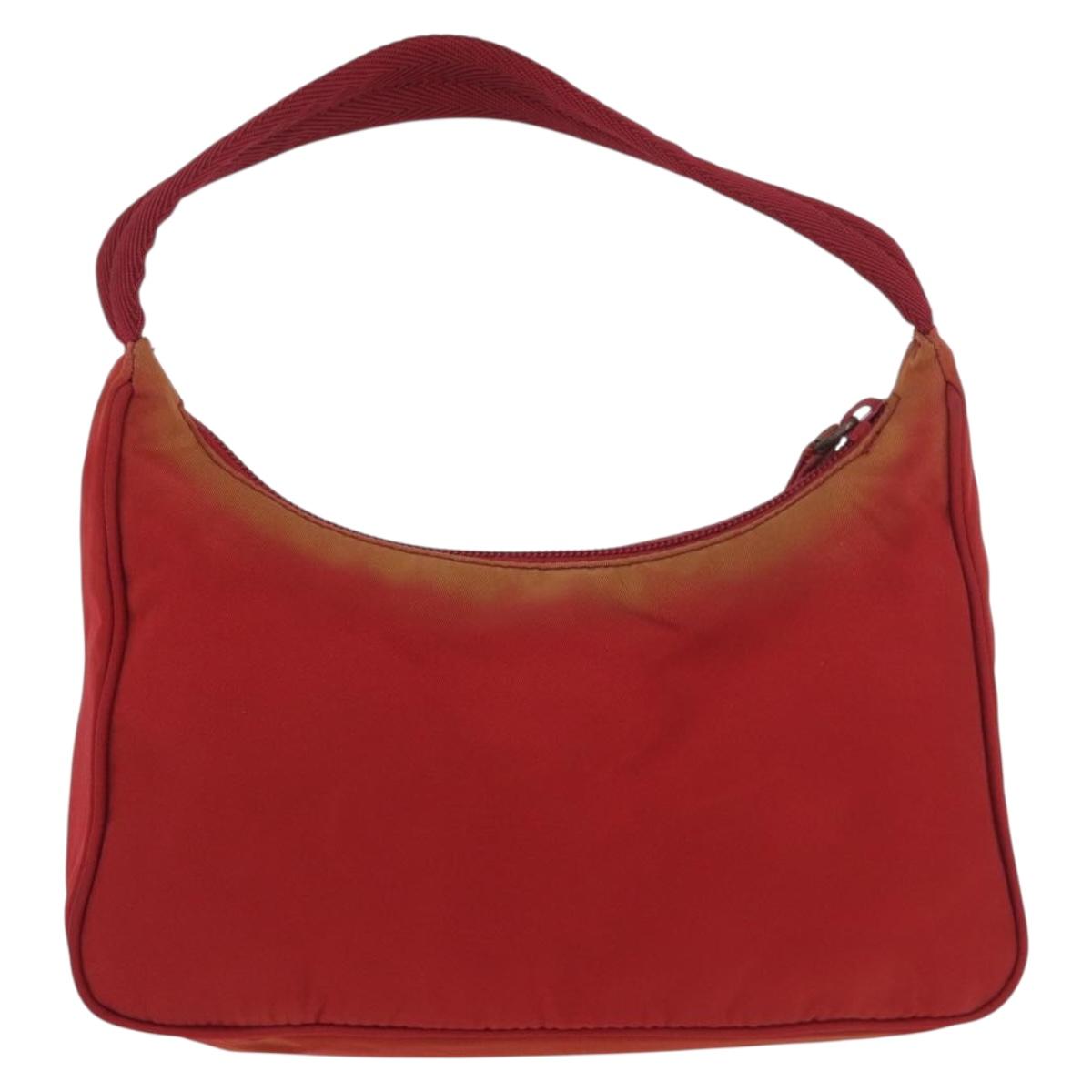 PRADA Hand Bag Nylon Red Silver Auth LNZ983