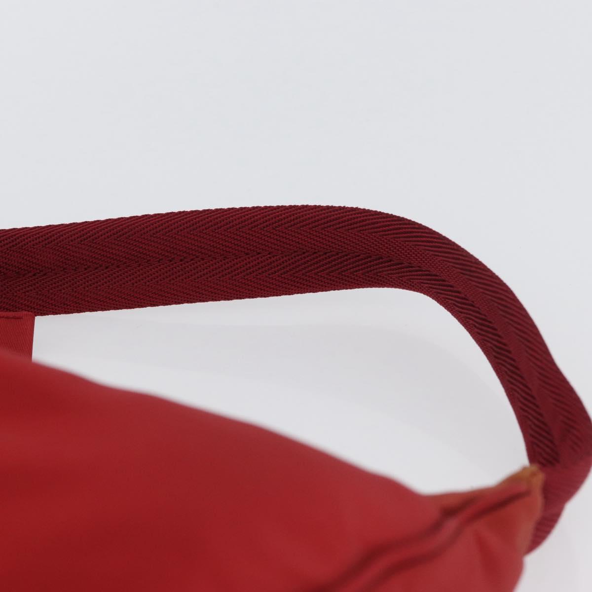PRADA Hand Bag Nylon Red Silver Auth LNZ983