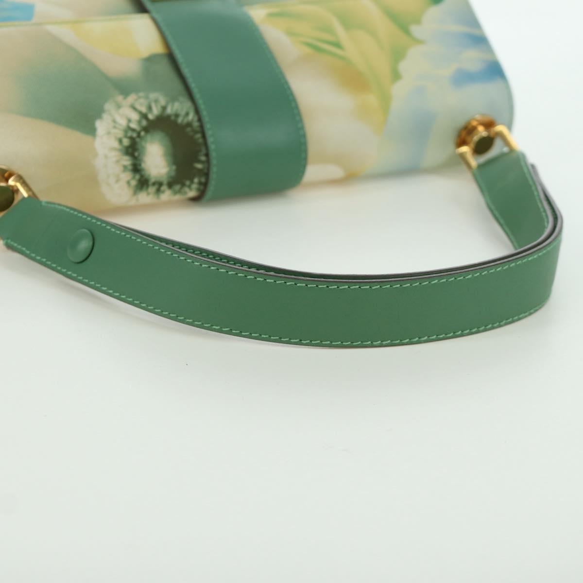 Salvatore Ferragamo Gancini Shoulder Bag Leather Green Gold Auth LNZ984A