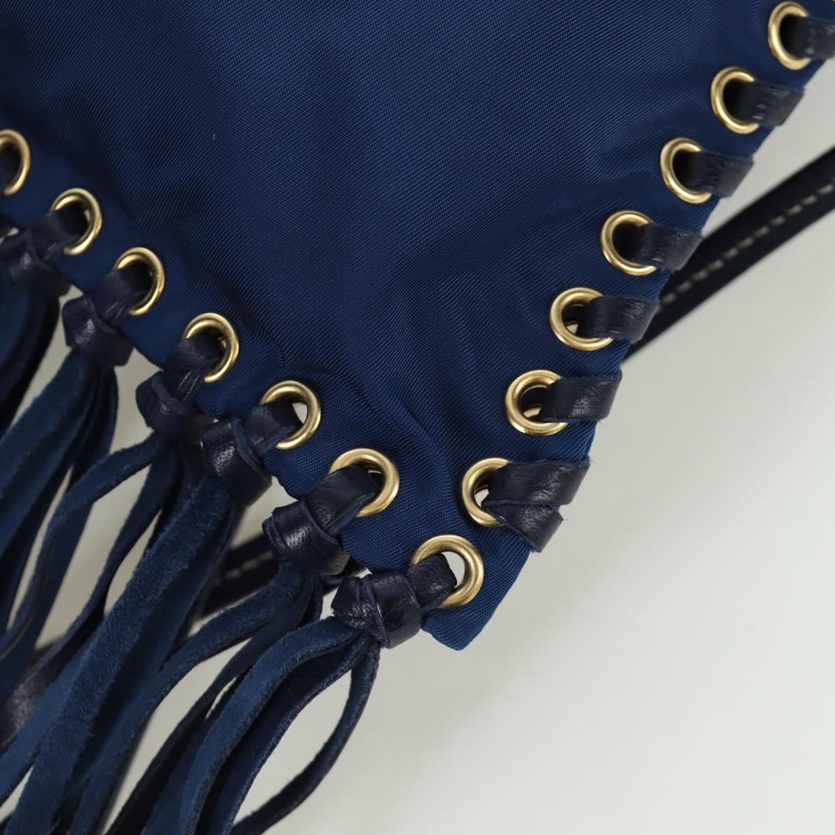 PRADA Shoulder Bag Nylon Navy Gold Auth LNZ987A