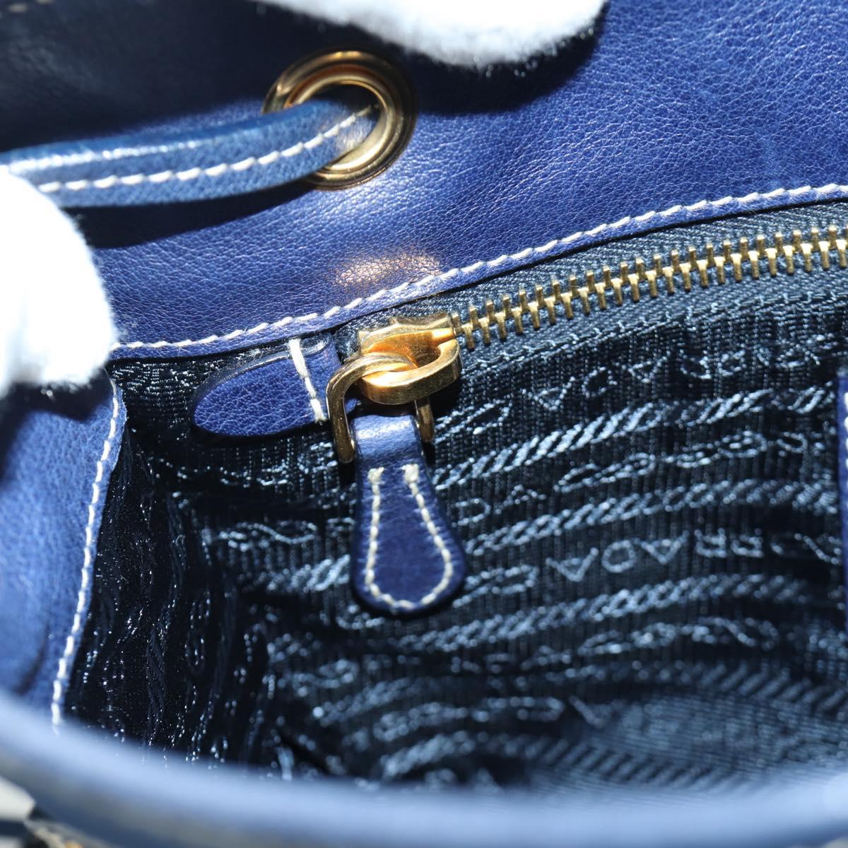PRADA Shoulder Bag Nylon Navy Gold Auth LNZ987A