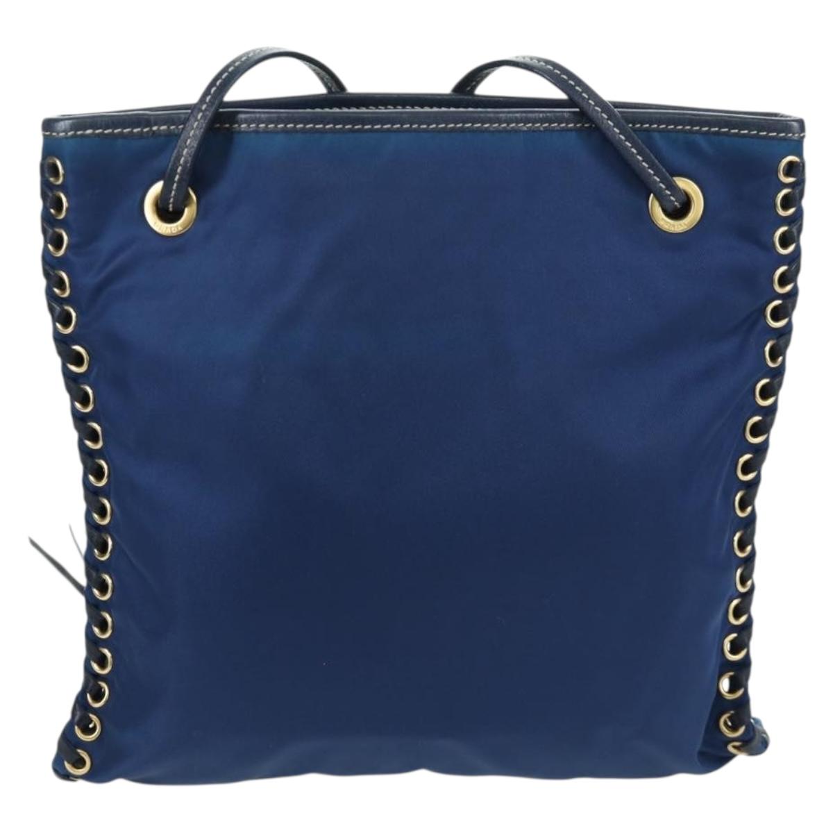 PRADA Shoulder Bag Nylon Navy Gold Auth LNZ987A
