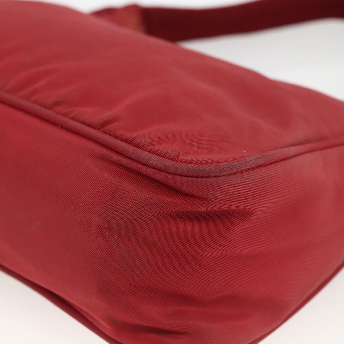 PRADA Hand Bag Nylon Red Silver Auth LNZ991