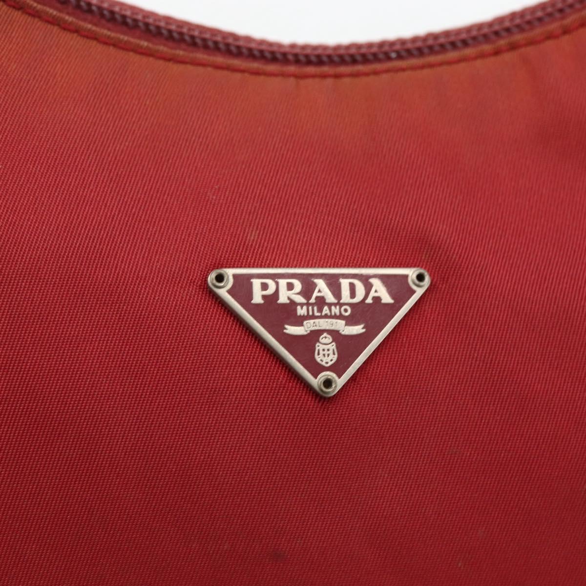PRADA Hand Bag Nylon Red Silver Auth LNZ991