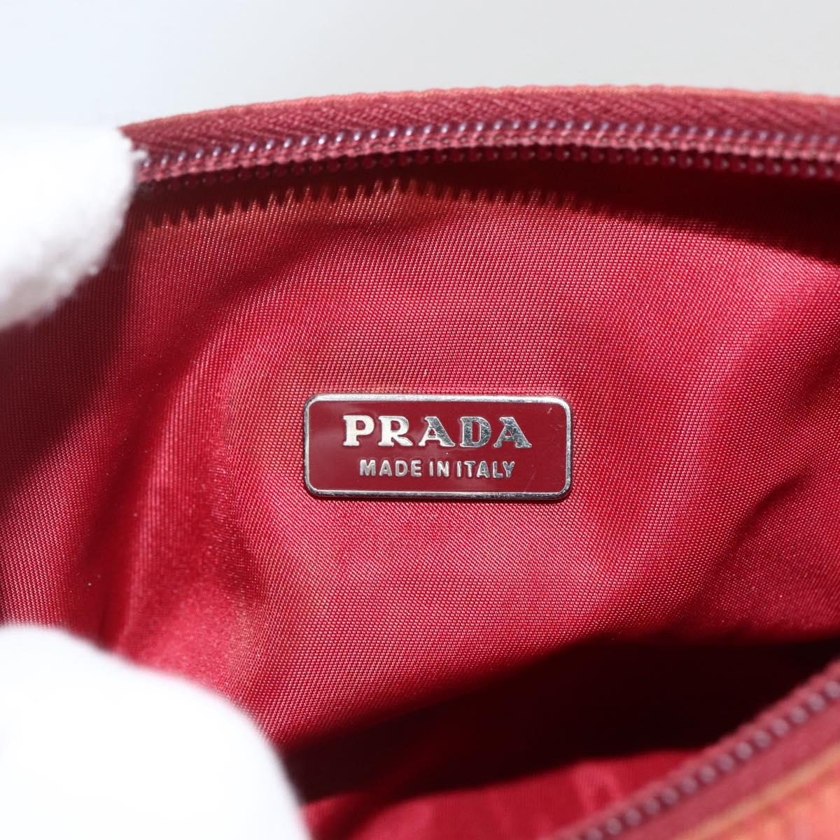 PRADA Hand Bag Nylon Red Silver Auth LNZ991