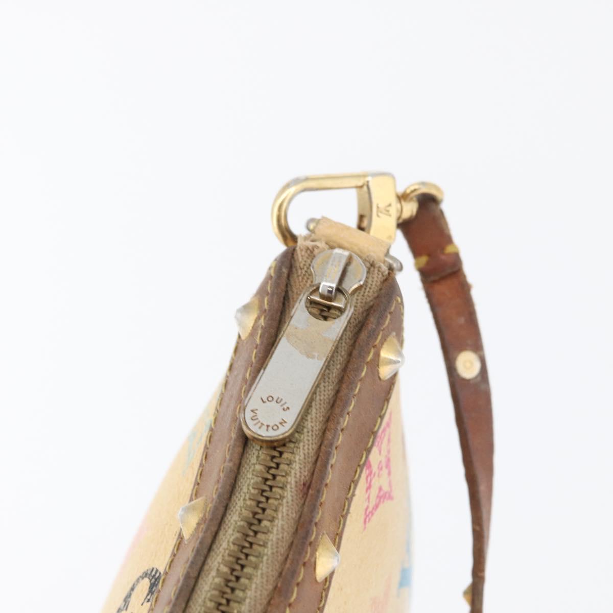 LOUIS VUITTON Multicolor Pochette Accessoires Pouch White M92649 Auth LNZ992
