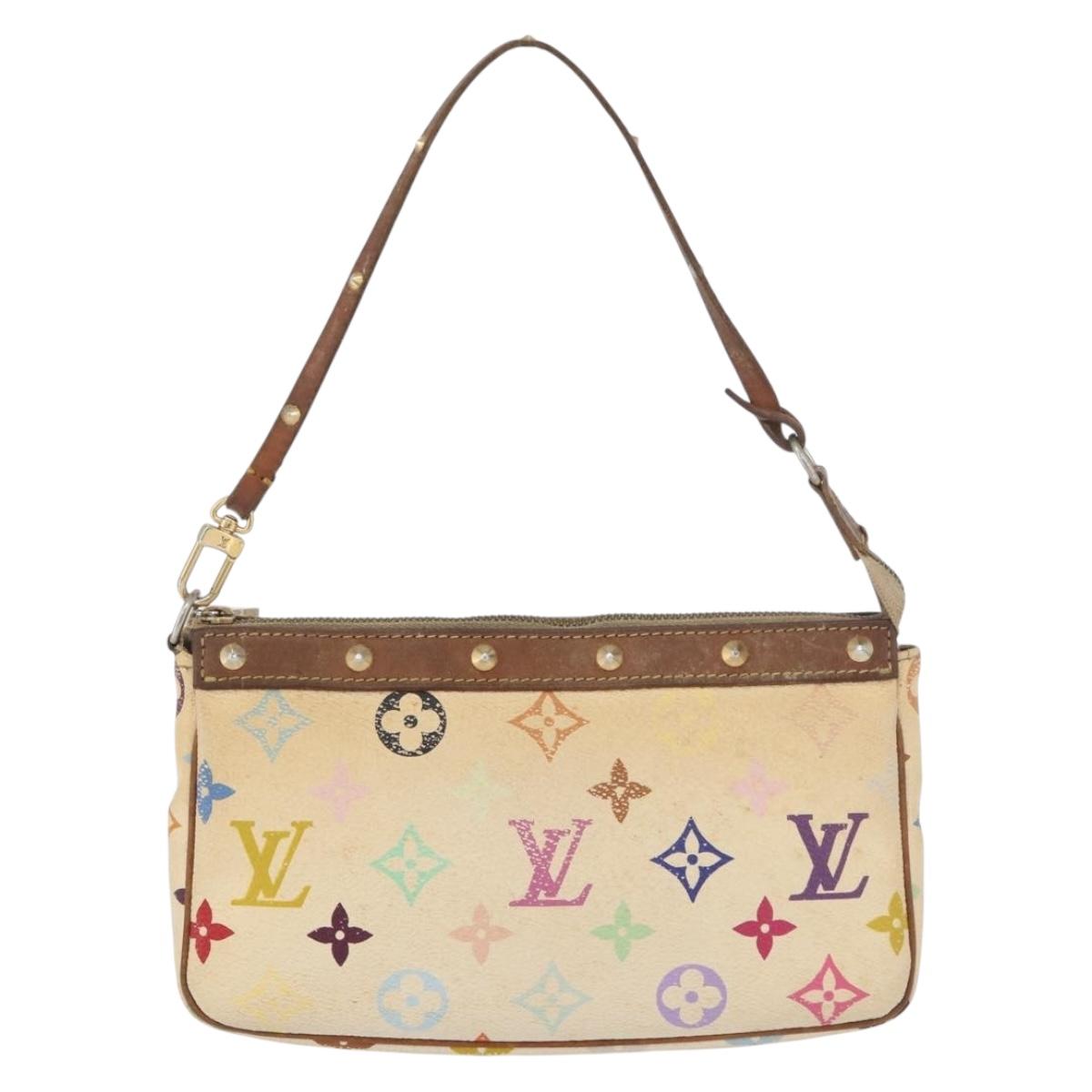LOUIS VUITTON Multicolor Pochette Accessoires Pouch White M92649 Auth LNZ992