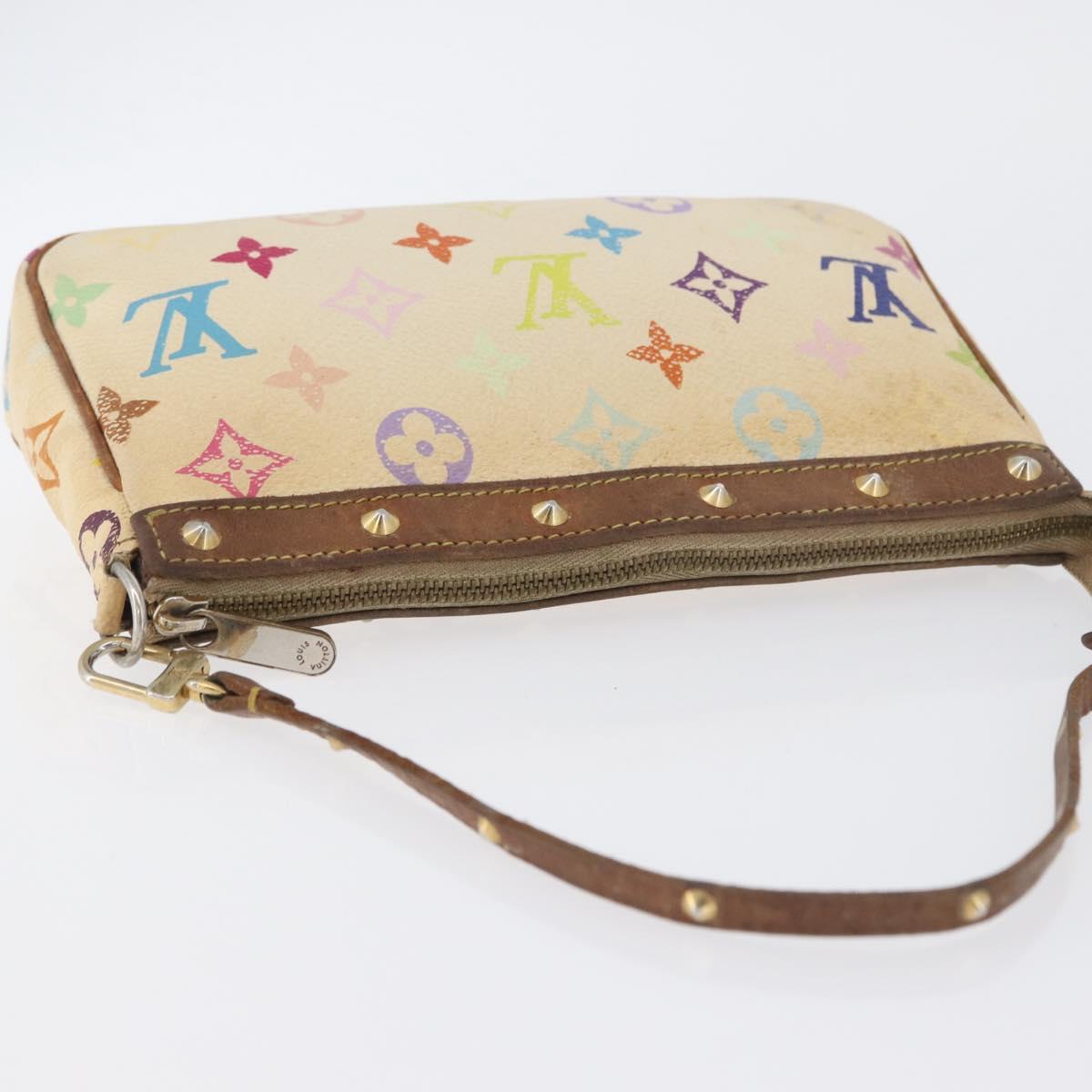 LOUIS VUITTON Multicolor Pochette Accessoires Pouch White M92649 Auth LNZ992